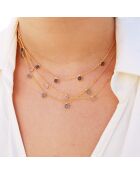 Collier Loulou en Laiton doré & Quartz rose