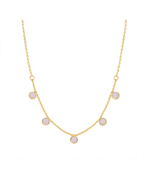 Collier Loulou en Laiton doré & Quartz rose