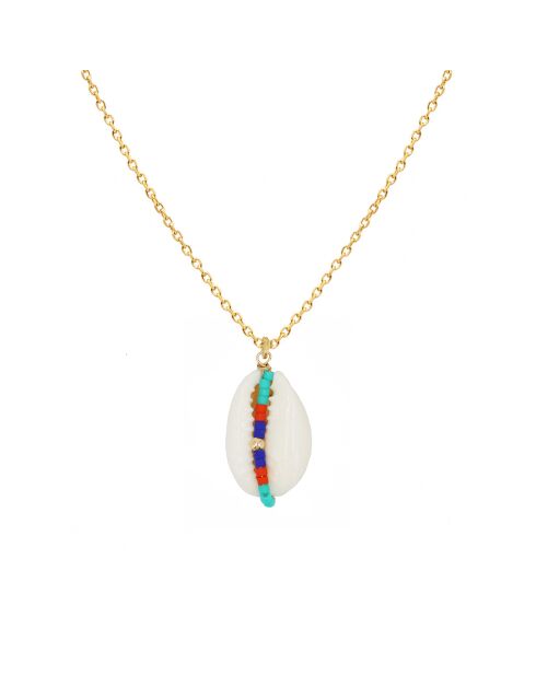 Collier Fidji en Laiton doré, Coquillage Cauri & Perles Miyuki