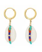 Boucles d'oreilles Fidji en Laiton doré, Coquillage Cauri & Perles Miyuki
