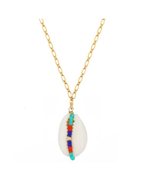 Sautoir Fidji en Laiton doré, Coquillage Cauri & Perles Miyuki