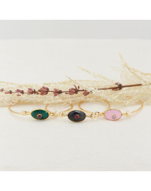 Jonc New Deva en Laiton doré & Agate verte