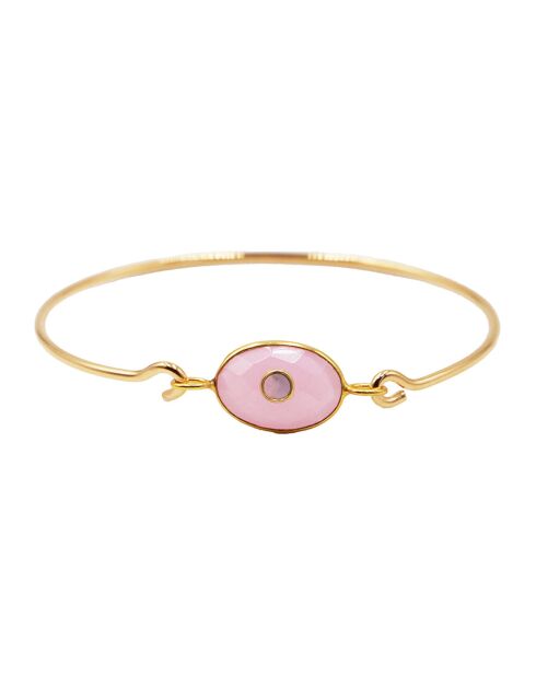 Jonc New Deva en Laiton doré & Quartz rose