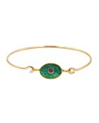 Jonc New Deva en Laiton doré & Agate verte