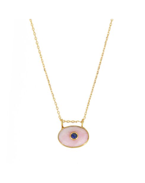 Collier New Deva en Laiton doré & Quartz rose
