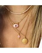 Collier New Deva en Laiton doré & Quartz rose