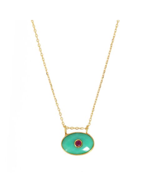 Collier New Deva en Laiton doré & Crysoprase