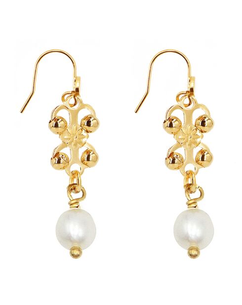 Boucles d'oreilles Farah en Laiton doré & Perle d'eau douce