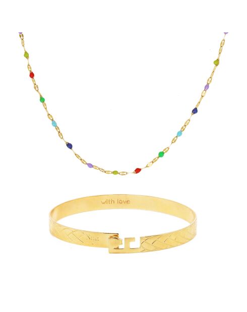 Coffret Jonc Eternity & Collier Tutti en Laiton doré & Résine