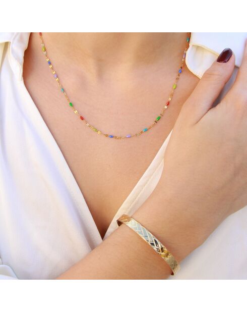 Coffret Jonc Eternity & Collier Tutti en Laiton doré & Résine