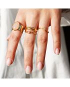 Bague ajustable New Calypso en Laiton doré & Quartz rose