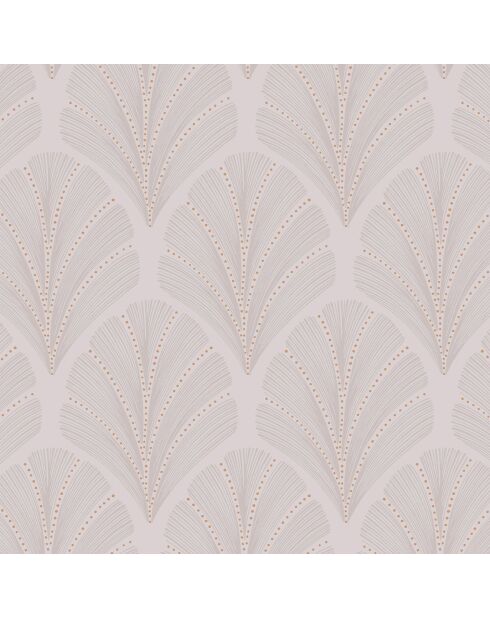 Papier peint Louise Big Plume Taupe Cuivre - 53 x 1005 cm