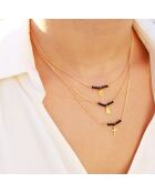 Collier Elena Croix en Laiton doré & Agate noire
