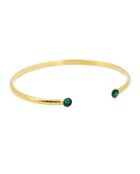 Jonc Mini Athena en Laiton doré & Zirconium vert