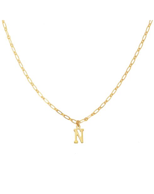Collier Alphabet N en Laiton doré