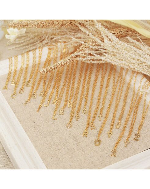 Collier Alphabet T en Laiton doré