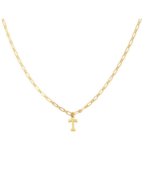 Collier Alphabet T en Laiton doré