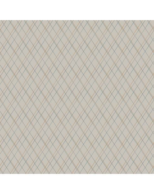 Papier peint Oxford Oliver Lin/ Pétrole/ Orange - 53 x 1005 cm