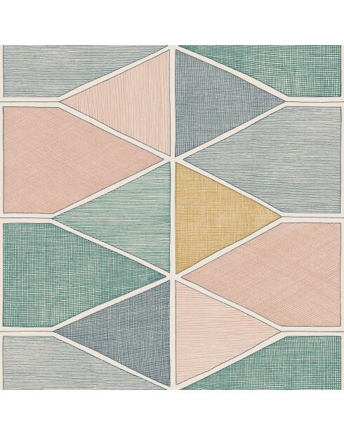Papier peint Nova Stella Color Multico Emeraude/Rose/Jaune - 53 x 1005 cm