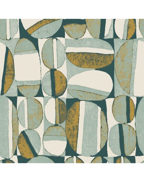 Papier peint Nangara Anangu Bleu/Vert/Emeraude - 53 x 1005 cm