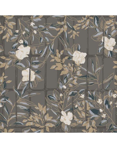 Papier peint Jardins Suspendus Camelia Marron - 53 x 1005 cm