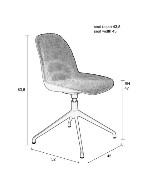 2 Chaises pivotantes Albert Kuip blanches - 52x45x83.6 cm