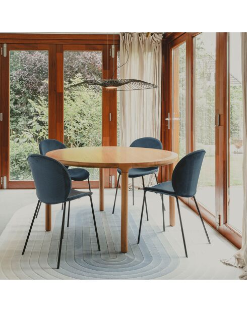 2 Chaises Bonnet velours bleues - 53x45x84 cm