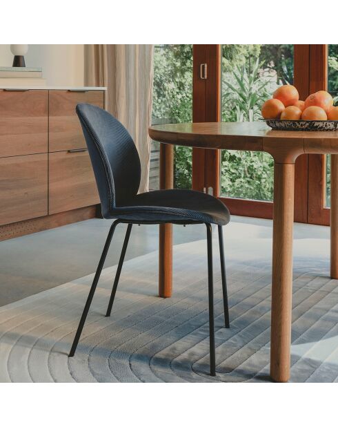 2 Chaises Bonnet velours bleues - 53x45x84 cm