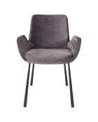 2 Fauteuils Brit velours gris - 62x59x79 cm