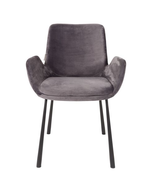 2 Fauteuils Brit velours gris - 62x59x79 cm