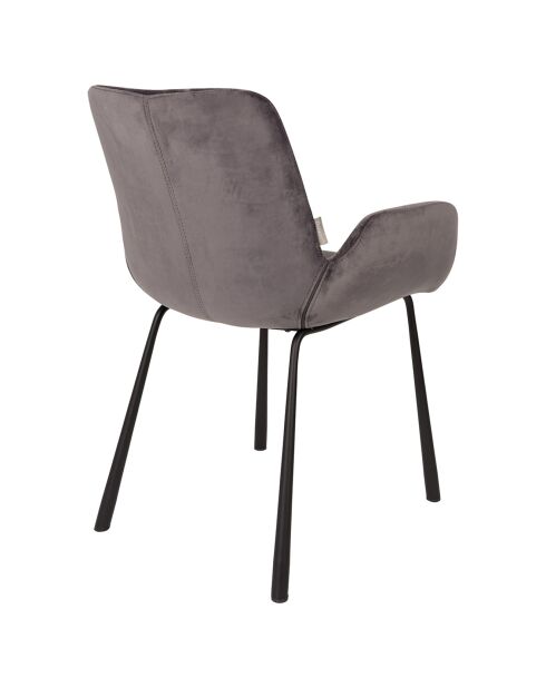 2 Fauteuils Brit velours gris - 62x59x79 cm