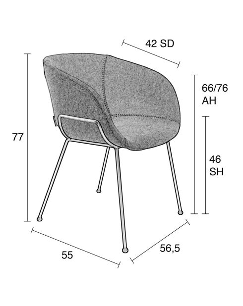 2 Chaises Feston grises - 55x56.5x77 cm