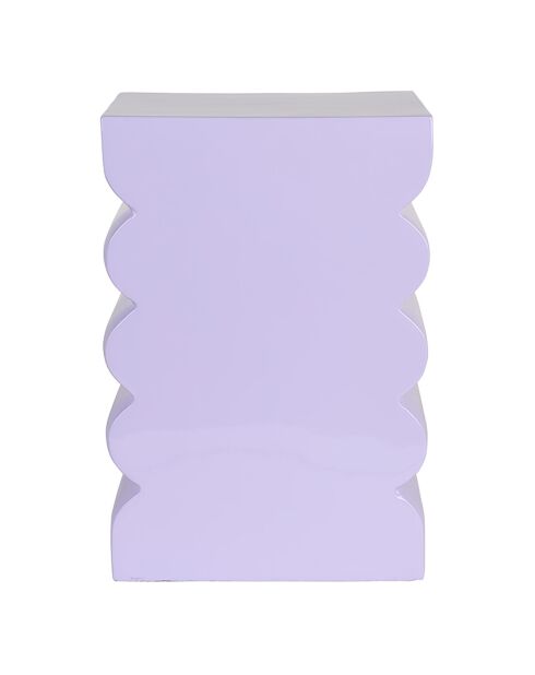 2 taburetes con curvas brillantes de color morado, 21 x 30 x 45 cm