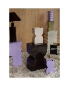 2 taburetes con curvas brillantes de color morado, 21 x 30 x 45 cm