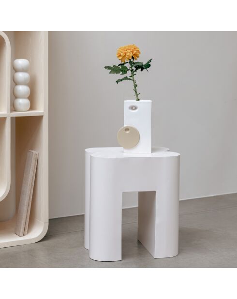 Beigefarbene Hocker in 2 Formen, 40 x 40 x 45 cm