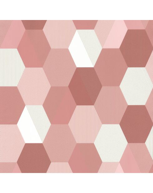 Papier peint Spaces Hexagon Rose Marsala - 53 x 1005 cm