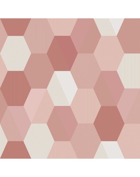 Papier peint Spaces Hexagon Rose Marsala - 53 x 1005 cm