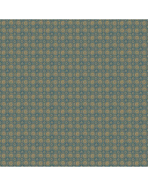 Papier peint Mystery Custom Bleu Canard/Doré - 53 x 1005 cm
