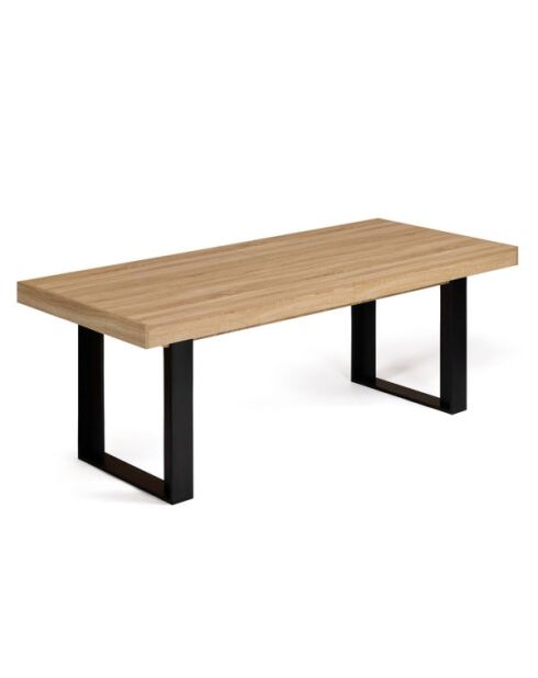 Table repas extensible Brixton 200-300cm plateau bois et pieds noirs
