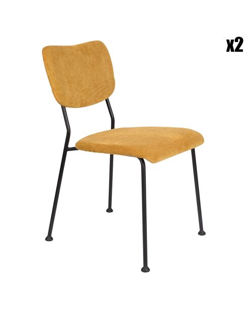 2 sillas Benson de terciopelo ocre - 56x47x81 cm