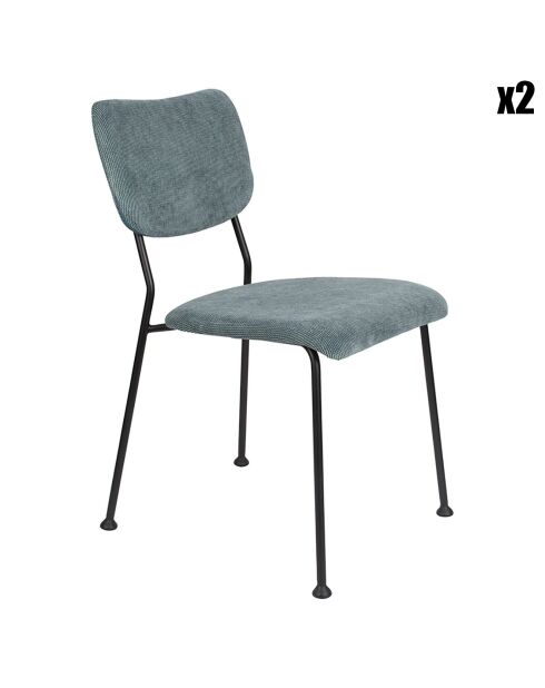 2 sillas Benson de terciopelo gris - 56x47x81 cm
