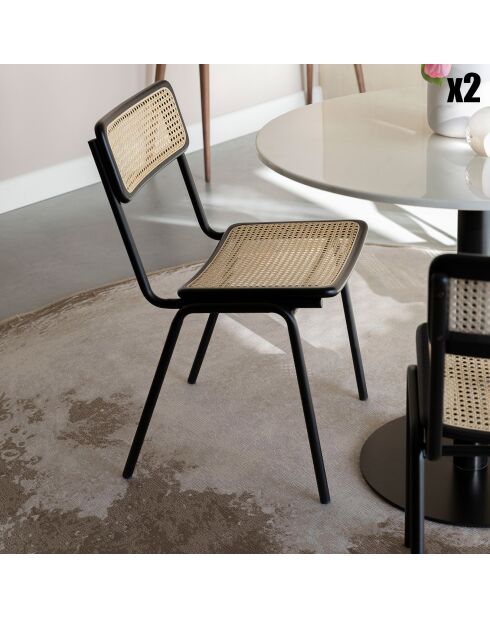 2 Chaises Jort Rotin noires - 51x47x81 cm