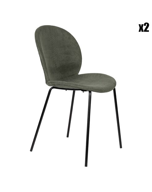 2 Chaises Bonnet velours vertes - 53x45x84 cm