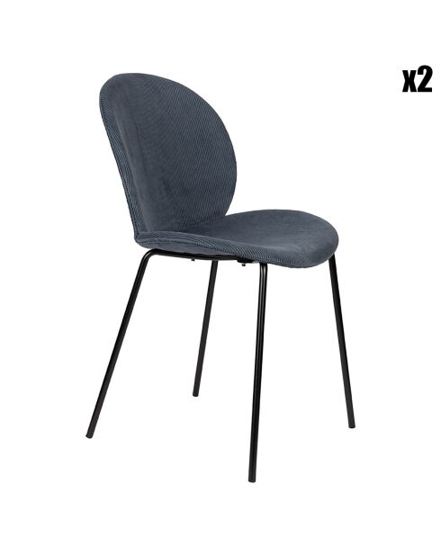 2 Chaises Bonnet velours bleues - 53x45x84 cm