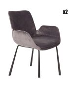 2 Fauteuils Brit velours gris - 62x59x79 cm