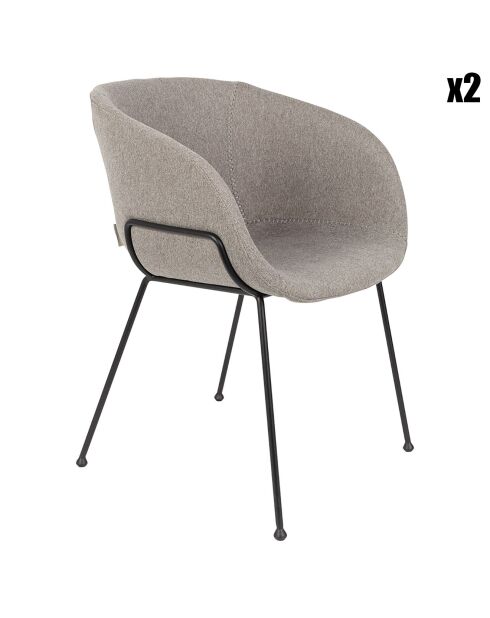 2 Chaises Feston grises - 55x56.5x77 cm