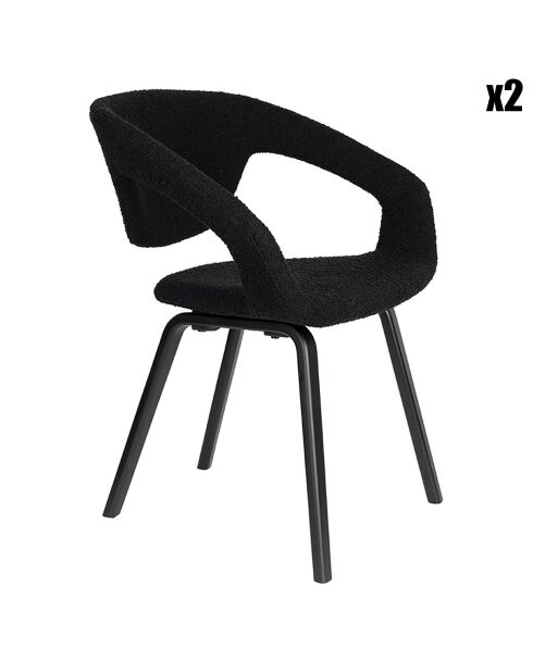 2 Chaises Flexback bouclette noires - 57x64x79 cm