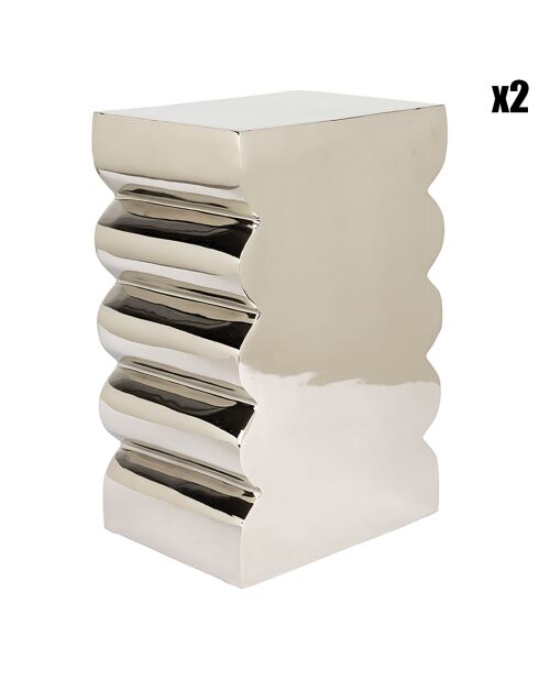 Taburetes plateados brillantes 2 Curves - 21x30x45 cm