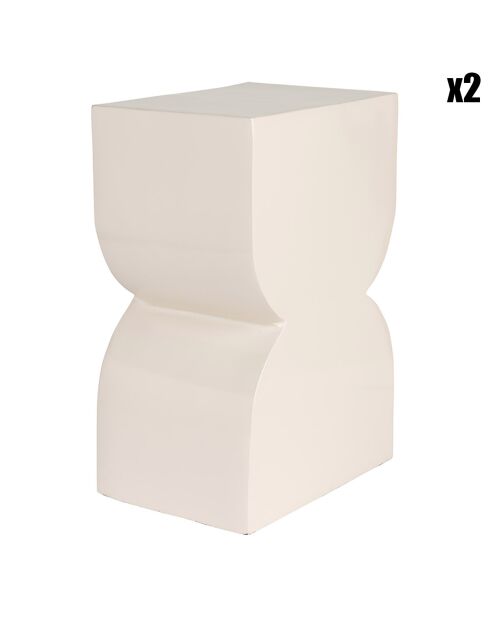 2 taburetes con forma de cono brillante, color beige, 21 x 30 x 45 cm