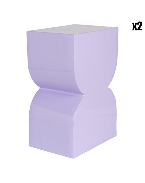 2 taburetes con forma de cono brillante, color morado, 21 x 30 x 45 cm